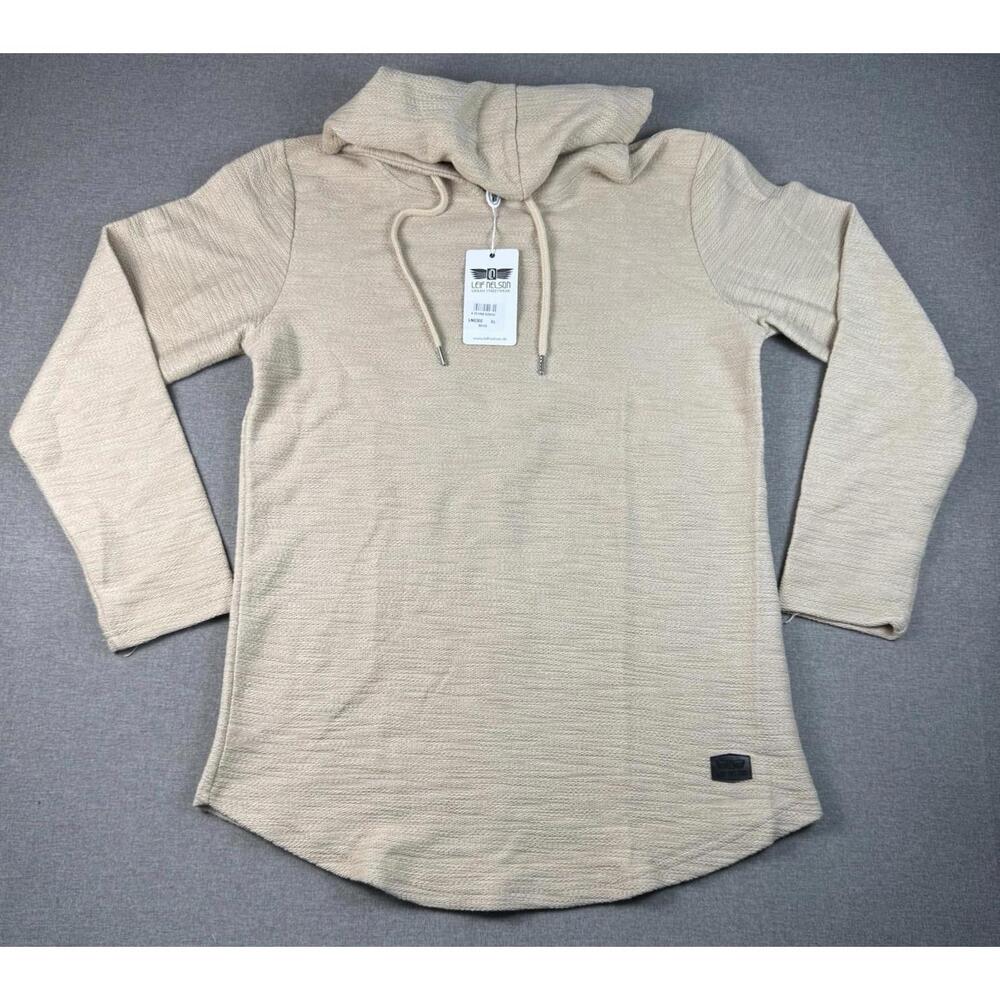 Leif Nelson LNG6300 Hoodie Beige XL Urban Streetwear Knit Pullover New